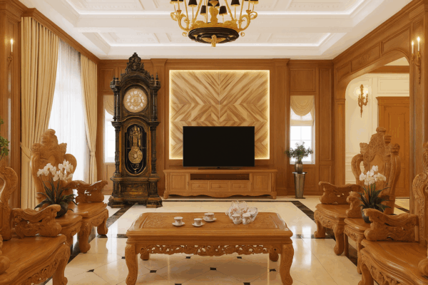 Cách đặt đồng hồ cây trong phòng khách